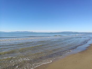 Scenic view of sea against clear sky