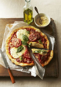 Margarita pizza with cheese and basil