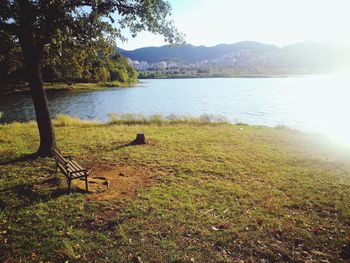 Scenic view of lake against sky