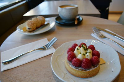 Close-up of cake served on plate