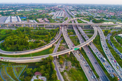 High angle view of cityscape against sky