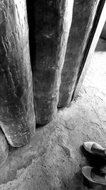 High angle view of weathered wall