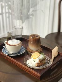 Close-up of breakfast on table