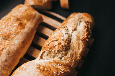 High angle view of bread