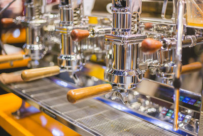 Close-up of espresso maker in cafe