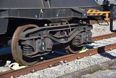 Close-up of train at railroad station