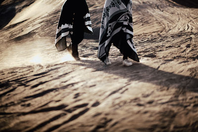 Low section of people walking on land