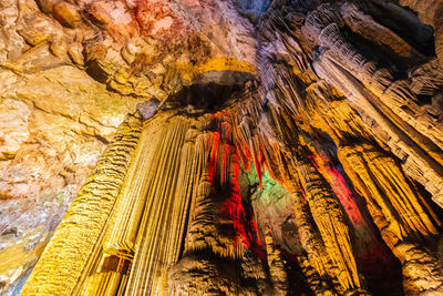 Low angle view of rock formation in cave