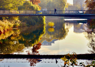 Reflection of trees in lake during autumn