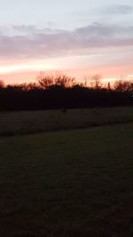 Scenic view of field against sky during sunset