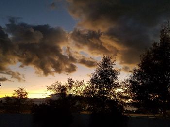 Silhouette trees against sky during sunset