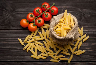 High angle view of food on table