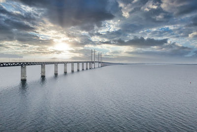 Aerial view of the bridge between denmark and sweden, oresundsbron.