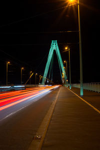 Light trails on road at night