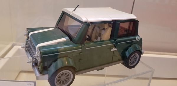 High angle view of toy car