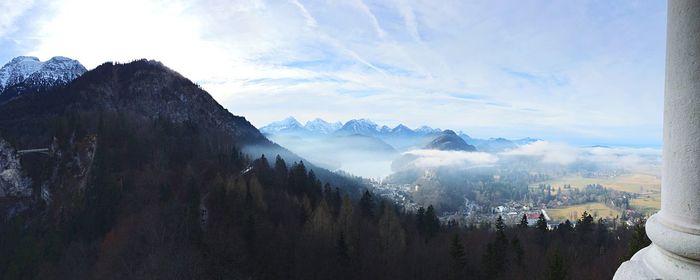 Scenic view of snow covered mountains