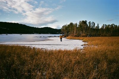 Scenic view of lake against sky