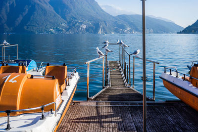 Panoramic view of pier and sea against sky