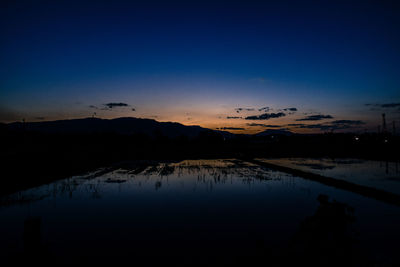 Scenic view of landscape against sky at dusk