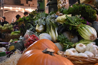 Vegetables for sale at market stall