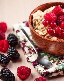 Close-up of strawberries in bowl