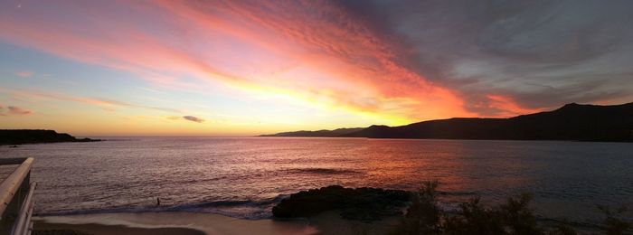 Scenic view of sea during sunset