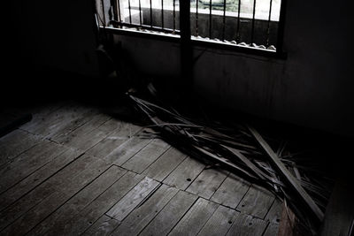 Abandoned wooden floor in house