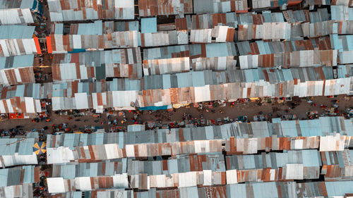 Aerial view of the local market in arusha city, tanzania