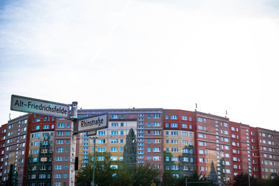 Low angle view of buildings against clear sky