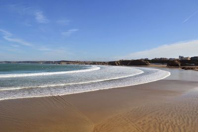 Scenic view of beach against clear sky