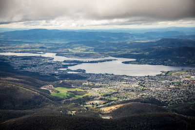 High angle view of landscape against sky