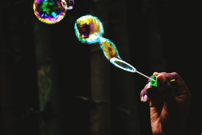 Close-up of rainbow over bubbles