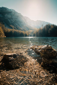 Scenic view of lake against sky