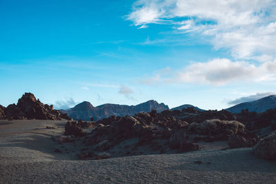 Scenic view of rocky mountains against sky