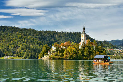 Scenic view of lake bled