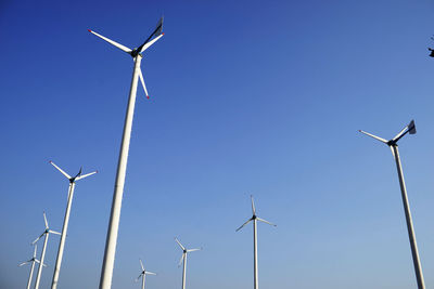 Low angle view of wind turbine against clear sky