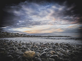 Scenic view of sea against sky during sunset