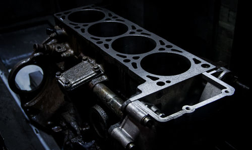 High angle view of machine part