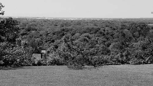 Scenic view of land against clear sky