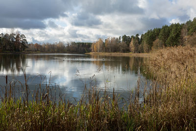 Scenic view of lake against sky