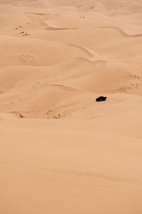 High angle view of truck on sand dune