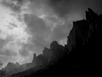 Scenic view of mountains against cloudy sky