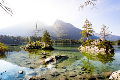 Scenic view of lake against sky