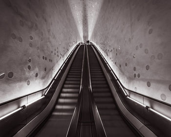 Close-up of illuminated escalator