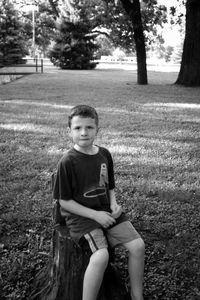 Portrait of a girl sitting in park