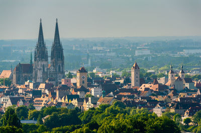 High angle view of townscape against sky