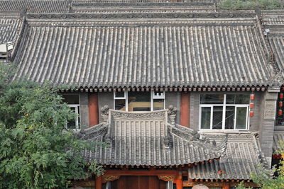 High angle view of roof of building