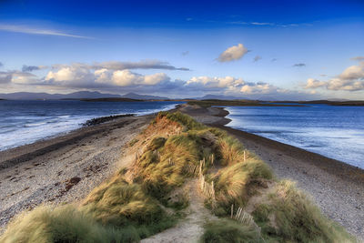 Scenic view of beach against sky