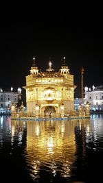 Illuminated buildings at night