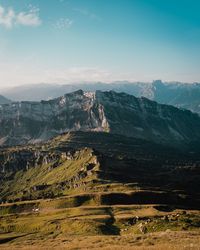 Scenic view of mountains against sky